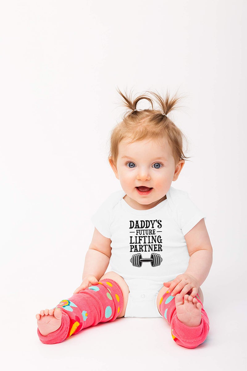 Funnwear Daddy's Future Lifting Partner - Funny Baby Essentials Bodysuit - Newborn Boy Girl Clothes (6 Months, White) - Image 4